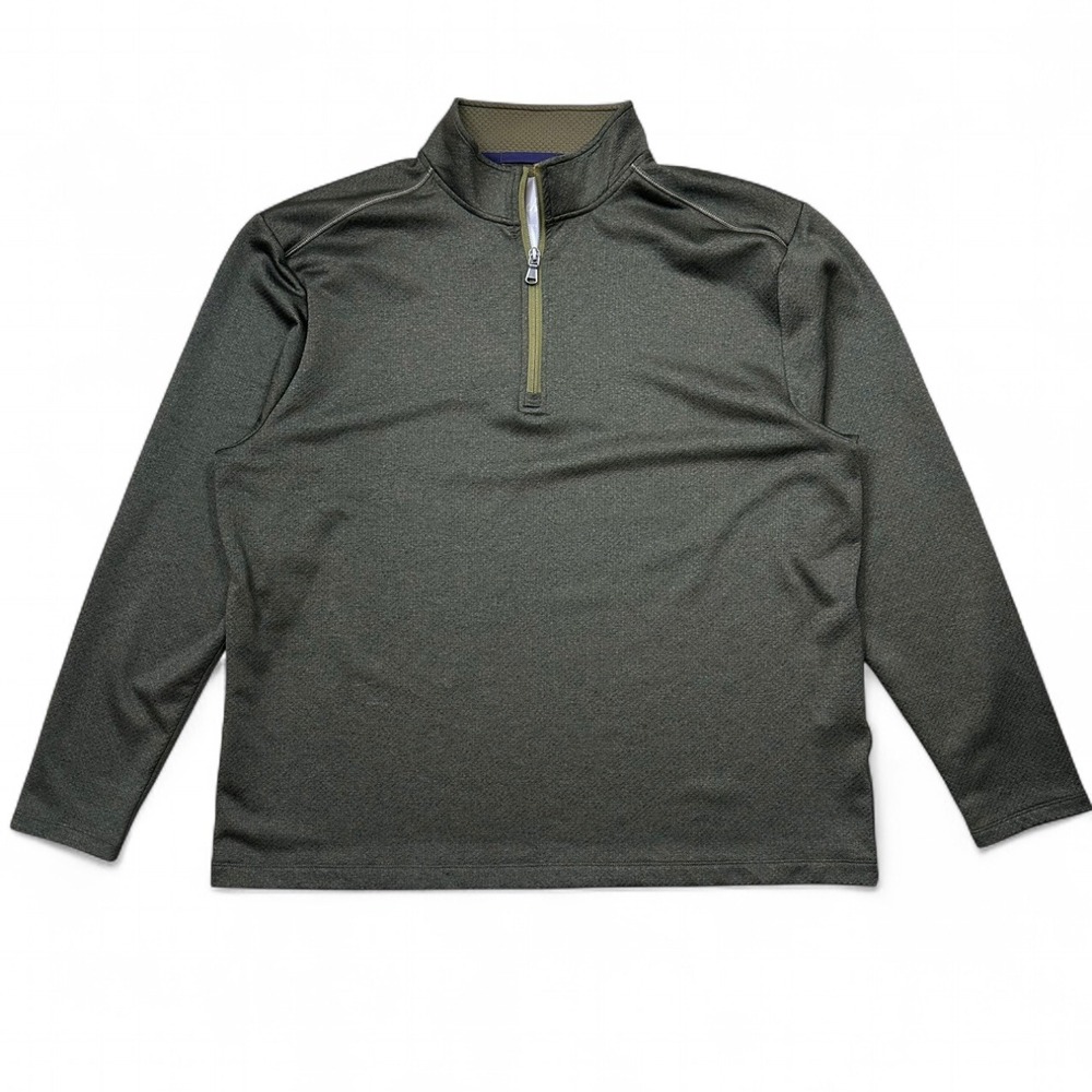 Buki Collection 1/4 Zip Pullover Olive Green Sweatshirt Comfort Stretch Men's XL
